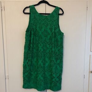 Anthropologie Green Lace Mini Dress